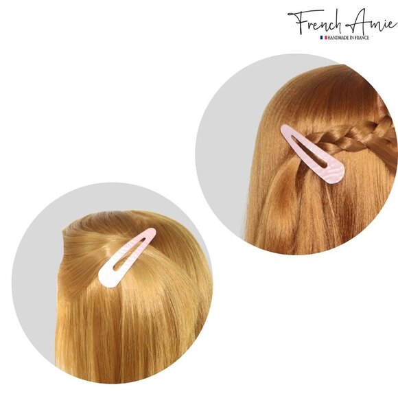 Set of 2 Large Celluloid Snap Hair Clips for Women Girls Pearl Pink main image 9